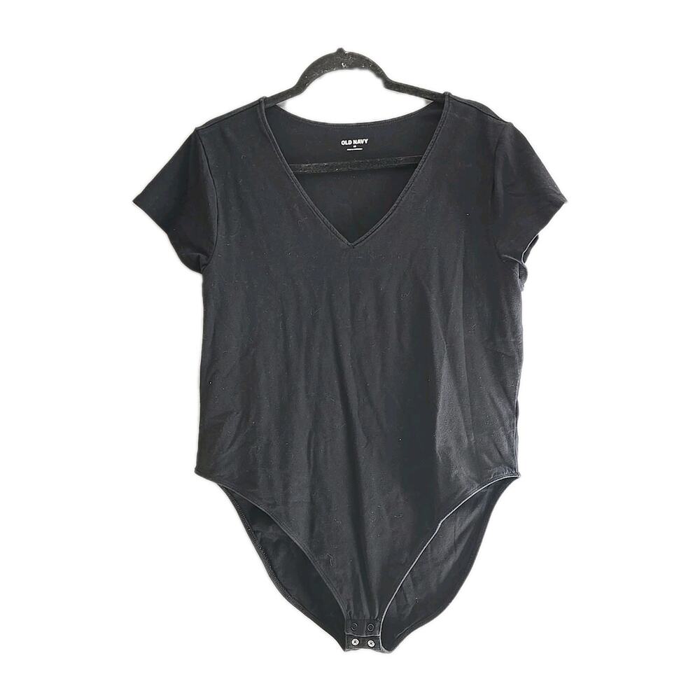 Old Navy Black V-Neck Short Sleeve Stretch Bodysuit Top Womans Plus Size 2X